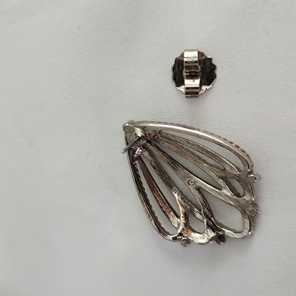 Silvertone Teardrop Loop Earrings - Picture 3 of 8